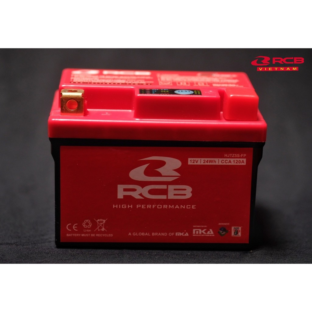 Bình ác quy RCB Racing boy Lithium lắp cho các xe Exciter, winner, fz, R15, vario, TFX...