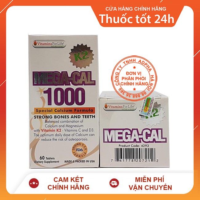 Mega Cal K2 Bổ sung 1000mg Canxi