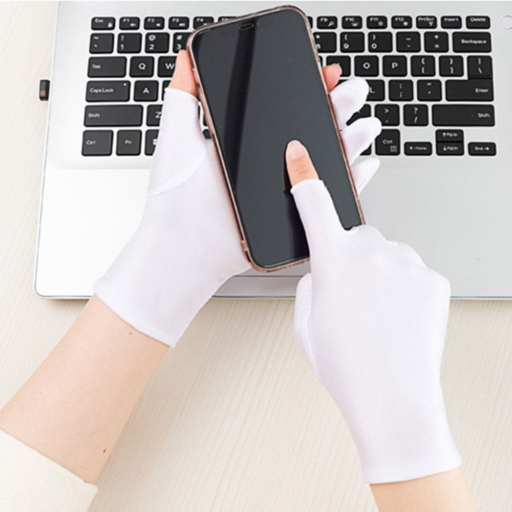 Đôi găng tay hở ngón mềm mại thoáng khí chống tia UV cho nam nữ