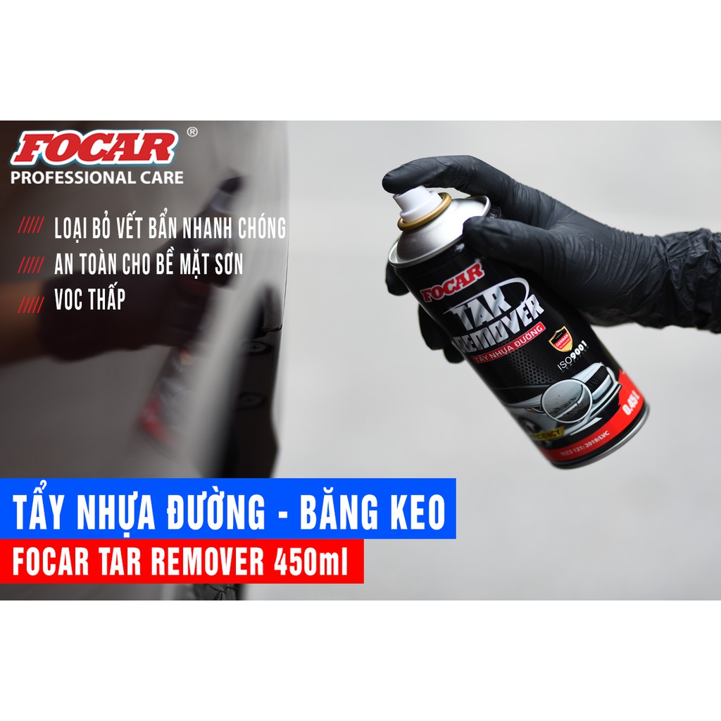 Dung dịch tẩy nhựa đường băng dính Focar Tar Remover 0,45L (Tặng kèm mút vệ sinh)