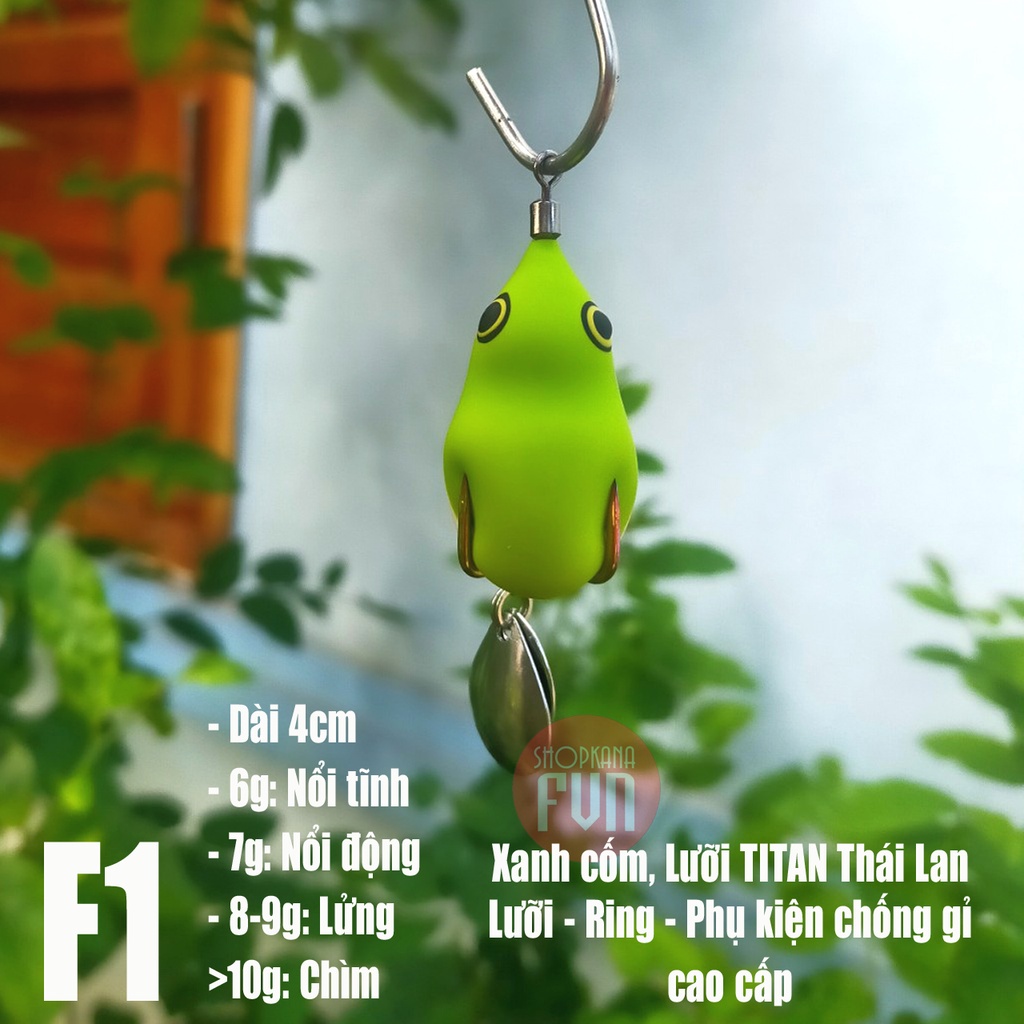 Mồi câu lure nhái hơi F1 nhạy cá Lóc, Chẽm (Nguyên liệu Thái Lan cao cấp)