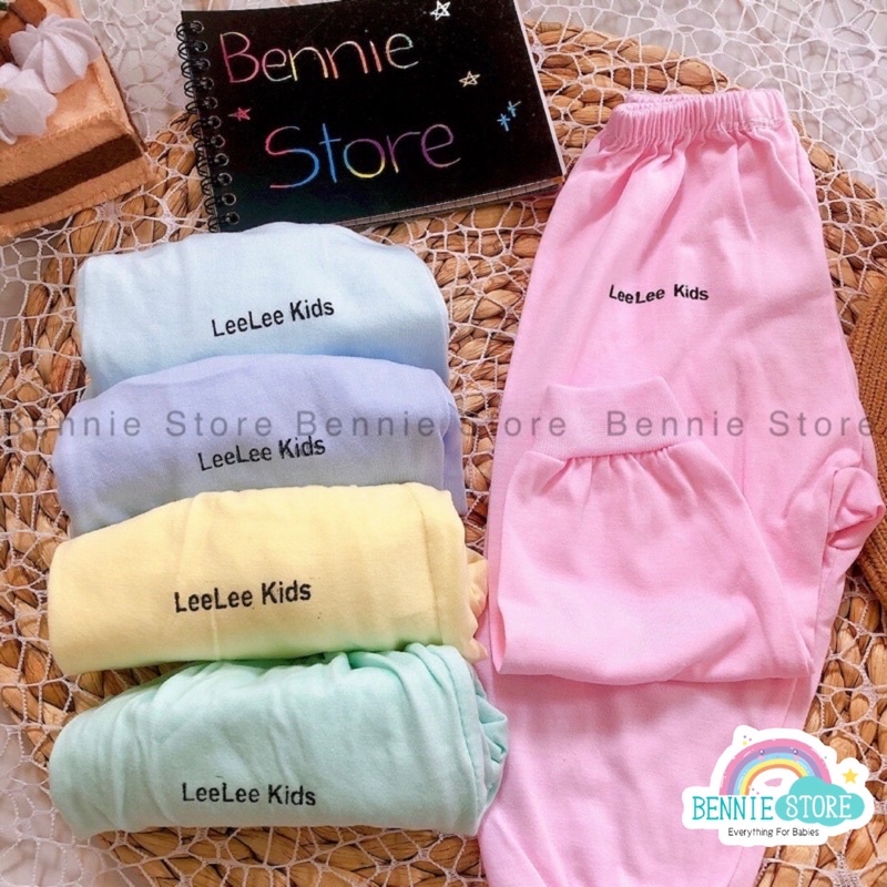 Quần dài Leelee kids cho bé 3-7kg, Quần dài ống bo, đáy ngang mặc tã
