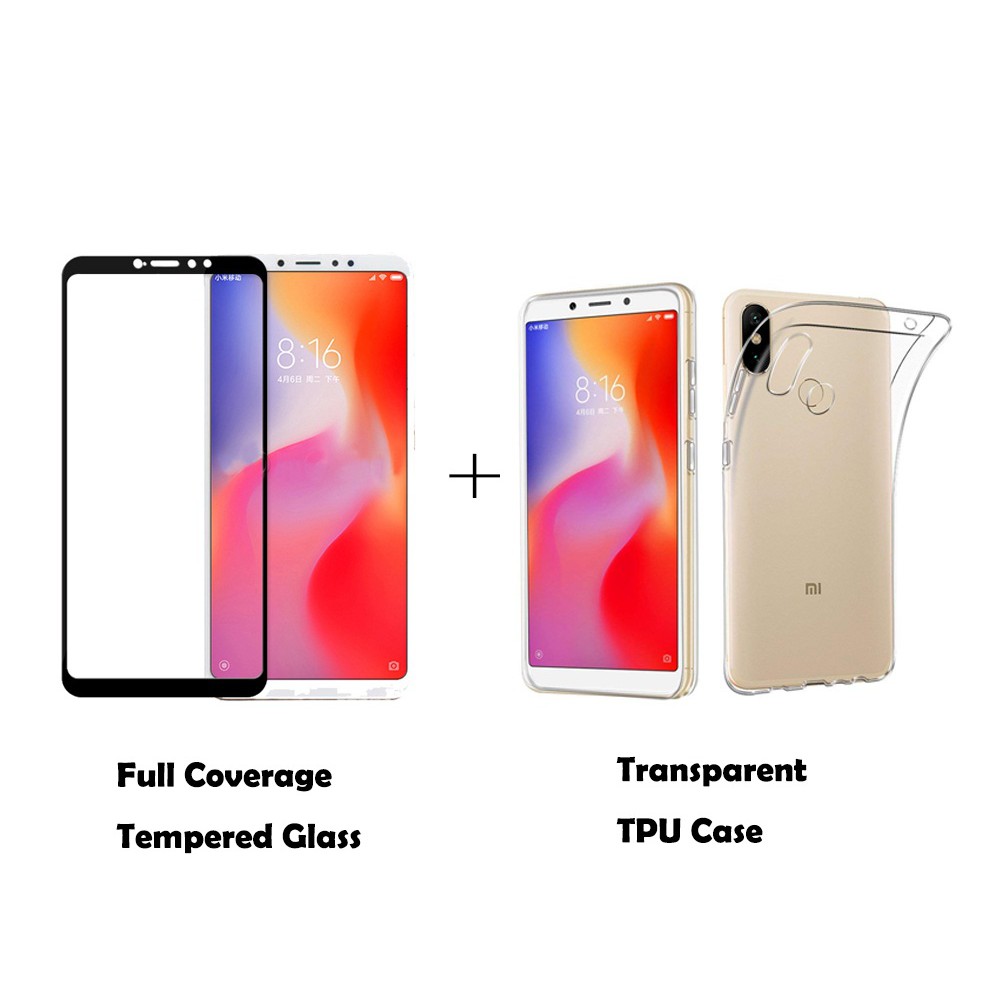 Xiaomi Mi Max 3 Bộ Ốp lưng Silicon trong suốt + Kính cường lực Full màn hình