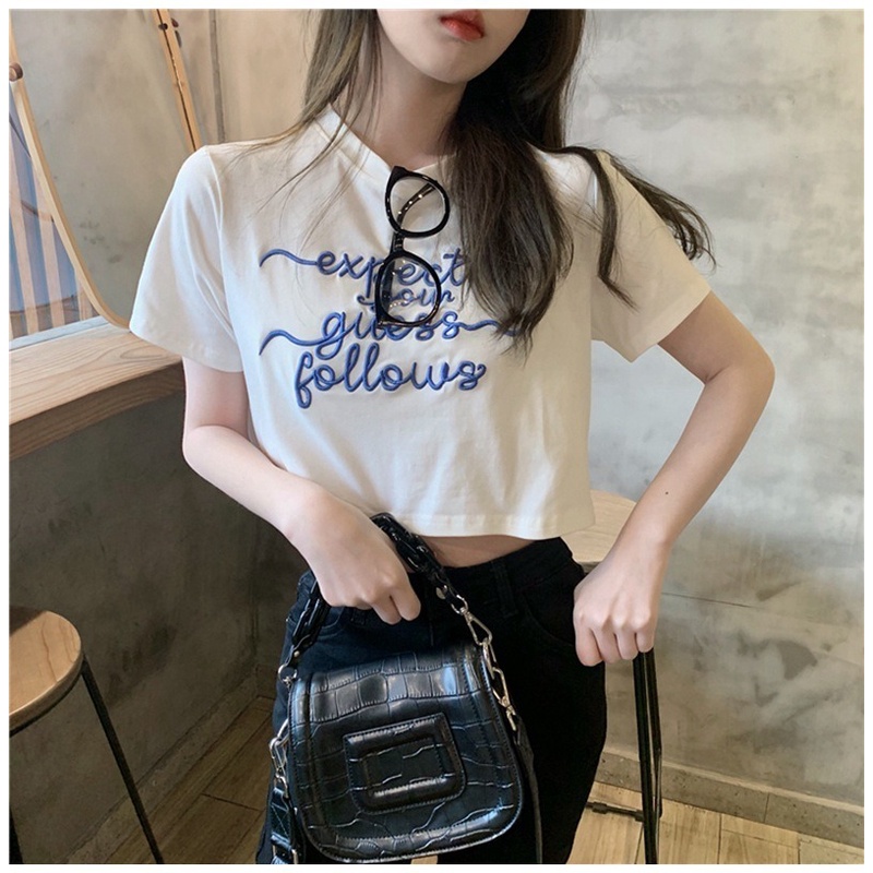 Áo thun croptop ZHELIHANGFEI in họa tiết chữ cái thời trang trẻ trung năng động cho nữ