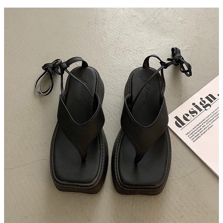 Giày Sandal Ulzzang CHUẨN FORM - Giày quai hậu đi học nữ đế cao thắt dây bánh bèo tiểu thư