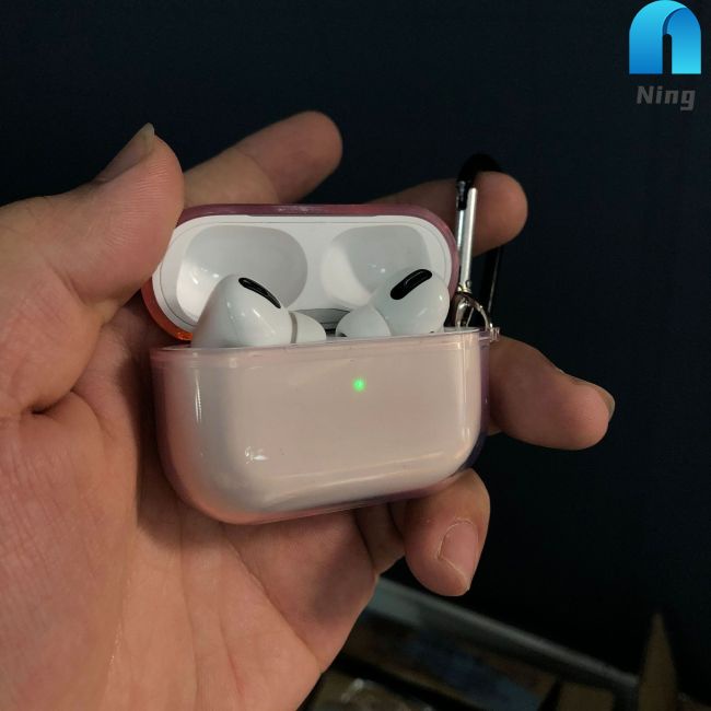 Ning Shockproof Case for AirPods Pro with Keychain Hook Up Earphone Protective Cover For AirPods 3 Clear Transparent