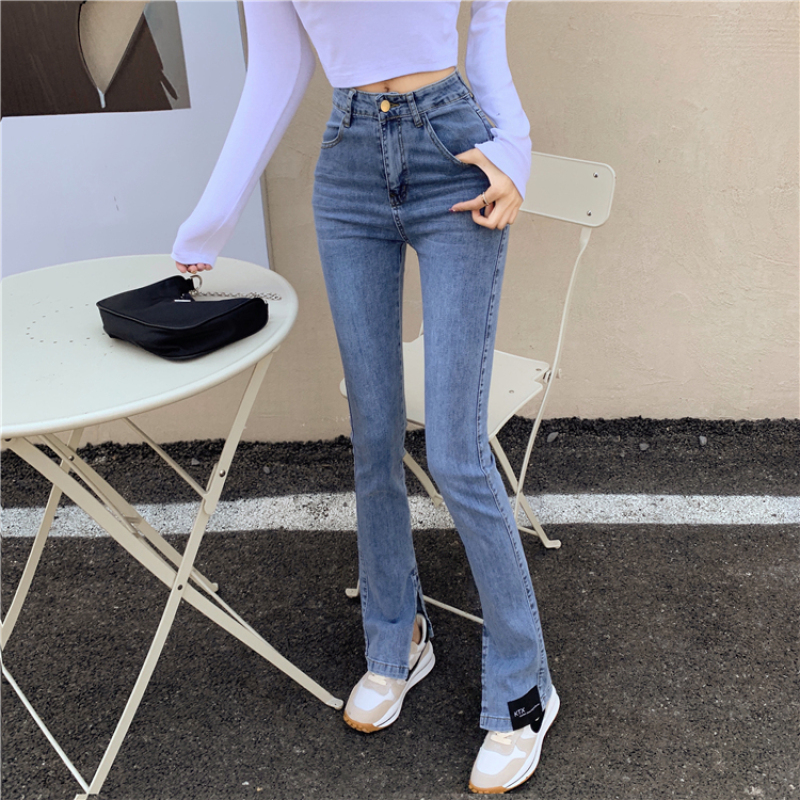 Quần Jeans Nữ Lưng Cao Ống Loe Thời Trang 2021