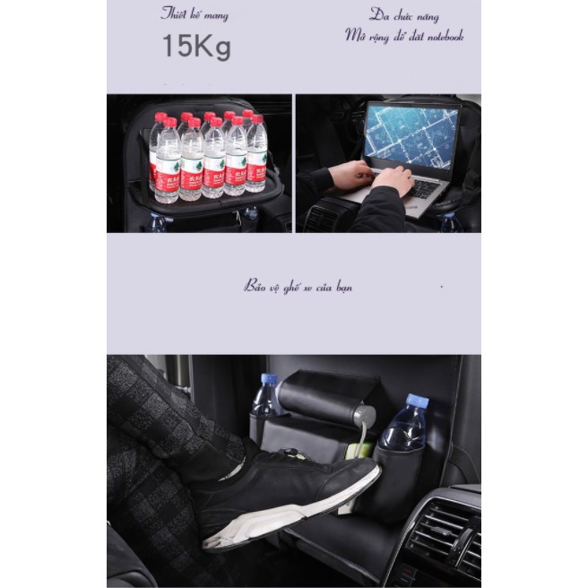Túi để đồ treo sau ghế ô tô bằng da PU dày dặn.