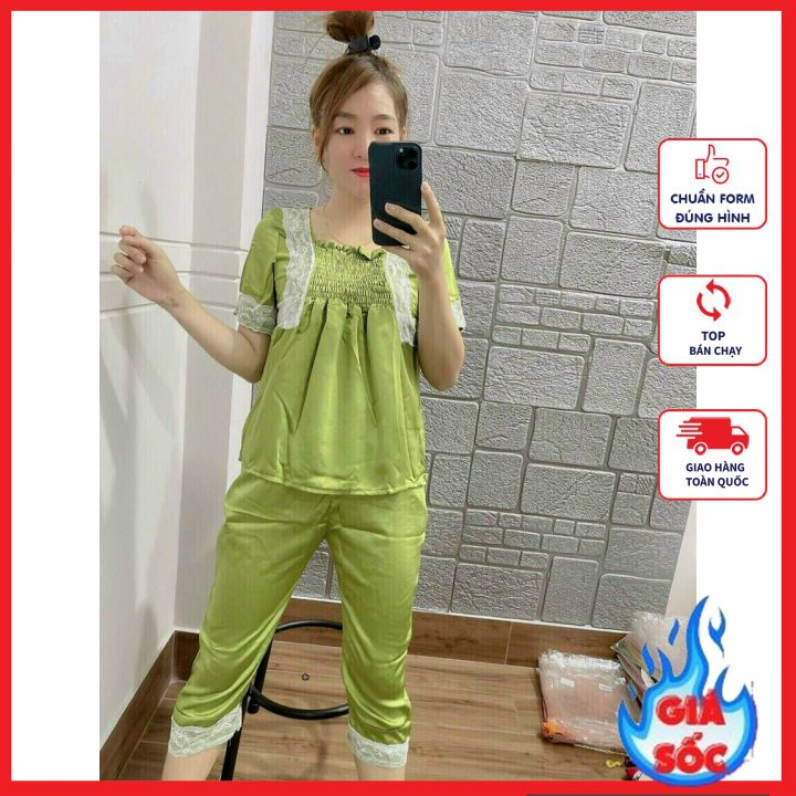 Lụa Satin Ren Phối Ren Tay Lỡ Quần Dài Cao Cấp | BigBuy360 - bigbuy360.vn