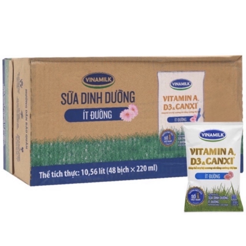 SỮA VINAMILK BỊCH 220ml ÍT ĐƯỜNG CÓ ĐƯỜNG KHÔNG ĐƯỜNG DÂU SOCOLA