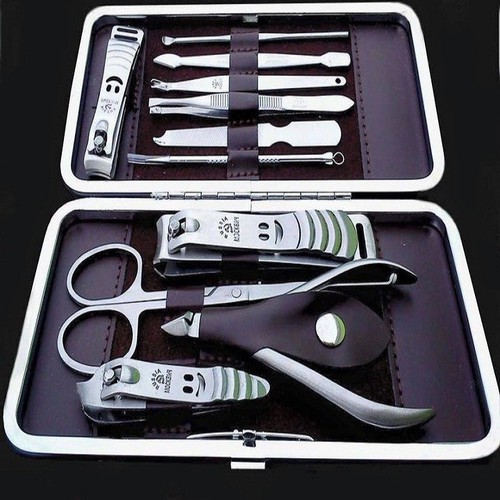 Bộ cắt móng tay và nặn mụn 12 món thép trắng không rỉ hàng xịn
