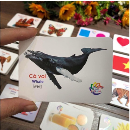 Bộ thẻ học thông minh 16 chủ đề 416 thẻ song ngữ Anh Việt cho bé - flashcard thông minh theo montessori