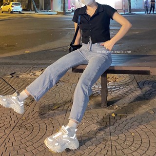 Áo croptop cổ Polo Bazic one