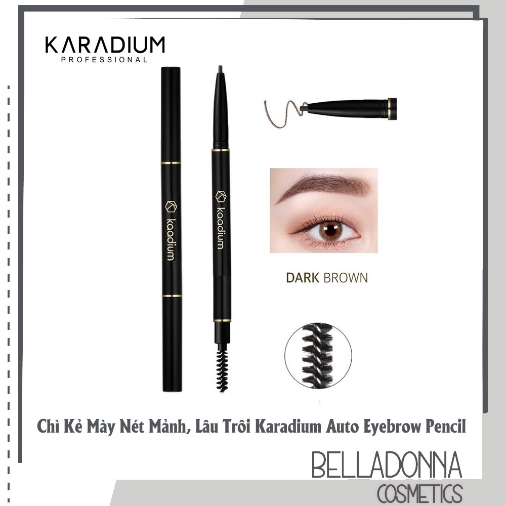 Chì Kẻ Mày 2 Đầu Lâu Trôi Karadium Auto Eyebrow Pencil #02 Dark Brown