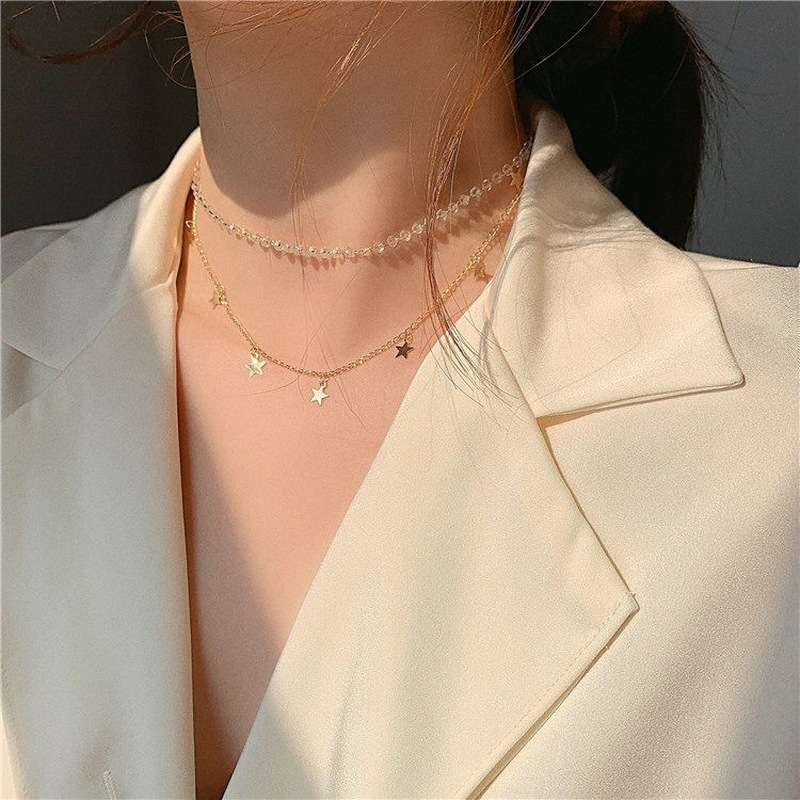 vòng cổ Ren Mặt Ngôi Sao Đính Đá Sang Trọng Cho Nữ