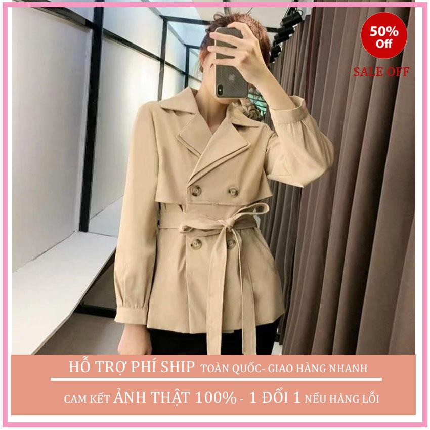 ÁO KHOÁC  KAKI NỮ BLAZER  4 KHUY KÈM ĐAI THẮT EO THỜI TRANG HÀN QUỐC THANH LỊCH TRẺ TRUNG