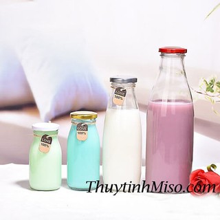 [ GIÁ TỐT ]Chai thủy tinh nắp thiếc đựng nước đựng sữa 200ml, 300ml, 500mll (chai trơn không in hình)