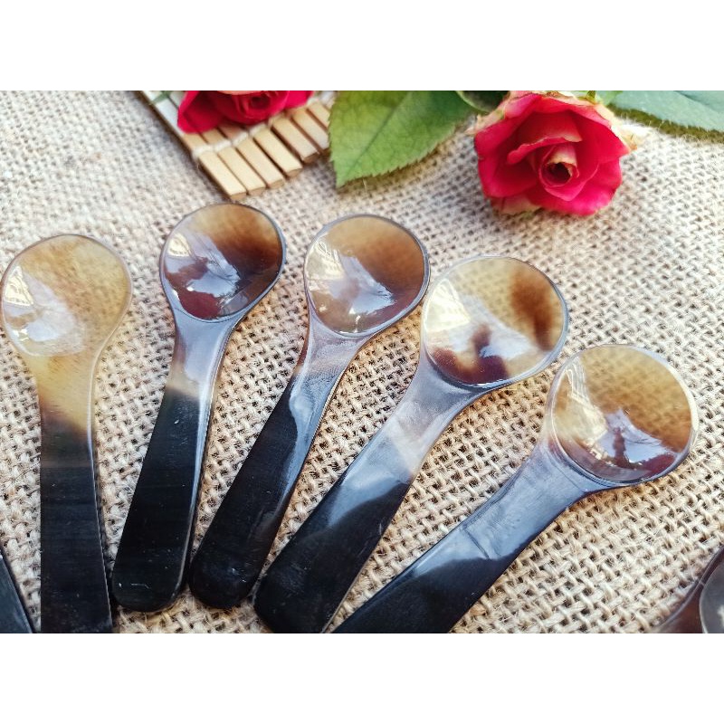 Thìa sừng trâu tự nhiên bỏ lọ gia vị không lo rỉ sét như thìa kim loại