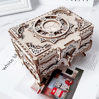  Mô hình gỗ 3D Lắp ráp Chuyển động Hộp Trang sức cổ Antique Box T707d Uguter 