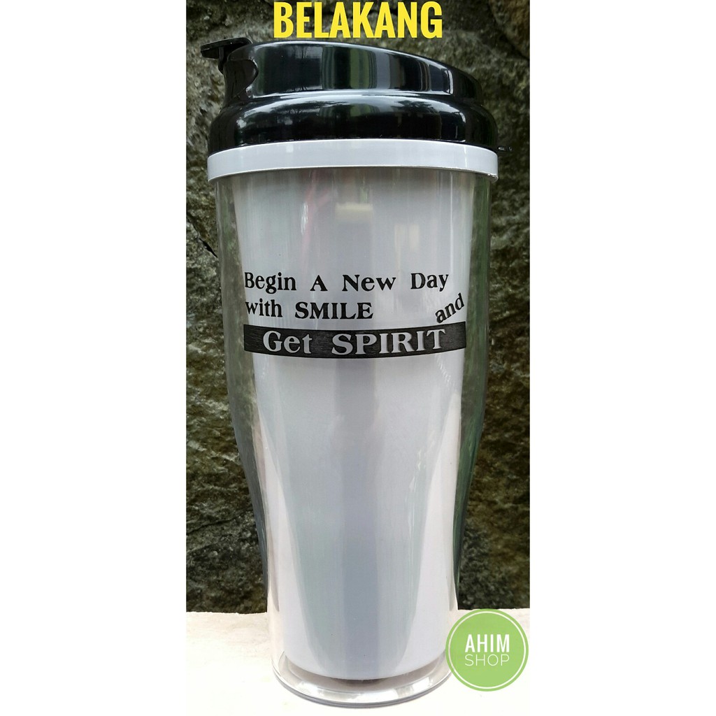 1 Ly Uống Nước 460ml Hai Lớp Hình Mặt Cười Và Chữ Spirit Morning