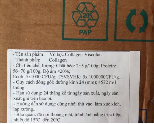 1 hộp vỏ xúc xích viscofan phi 24