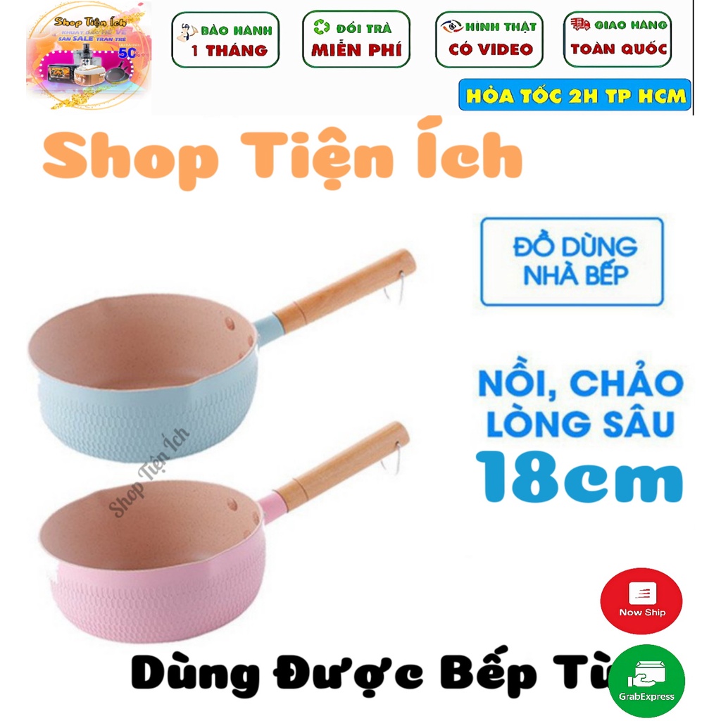 Chảo / nồi / quánh phủ gốm sâu lòng đa năng 18cm -Dùng Được Bếp Từ Bếp Gas