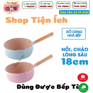 Chảo / nồi / quánh phủ gốm sâu lòng đa năng 18cm -Dùng Được Bếp Từ Bếp Gas
