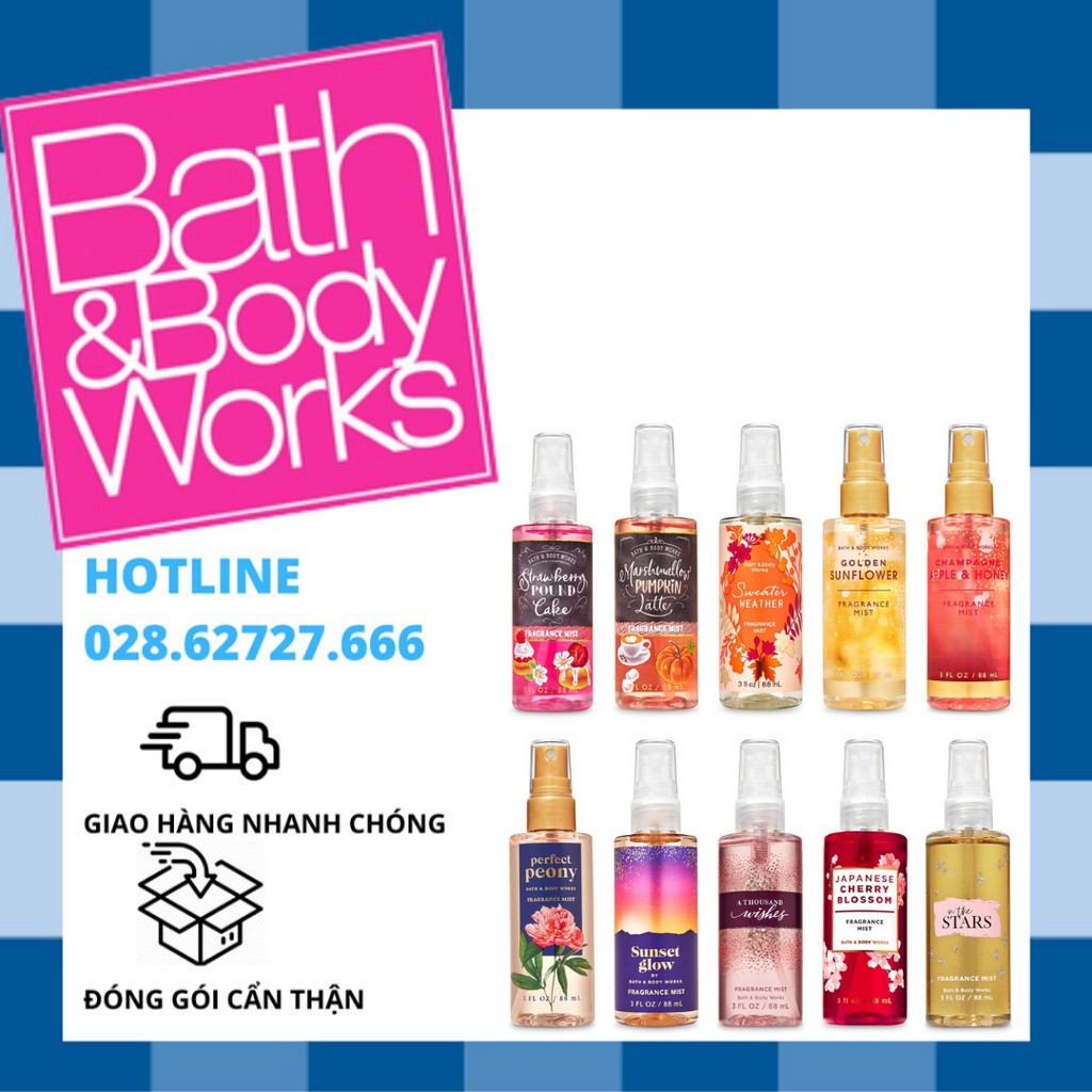 [Mini - Đủ Mùi]  Xịt Thơm Toàn Thân Bath And Body Works (88ml)