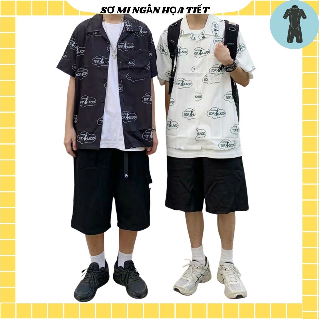 Áo Sơ Mi Tay Ngắn Unisex Cổ Bẻ Phong Cách Hàn Quốc Freesize