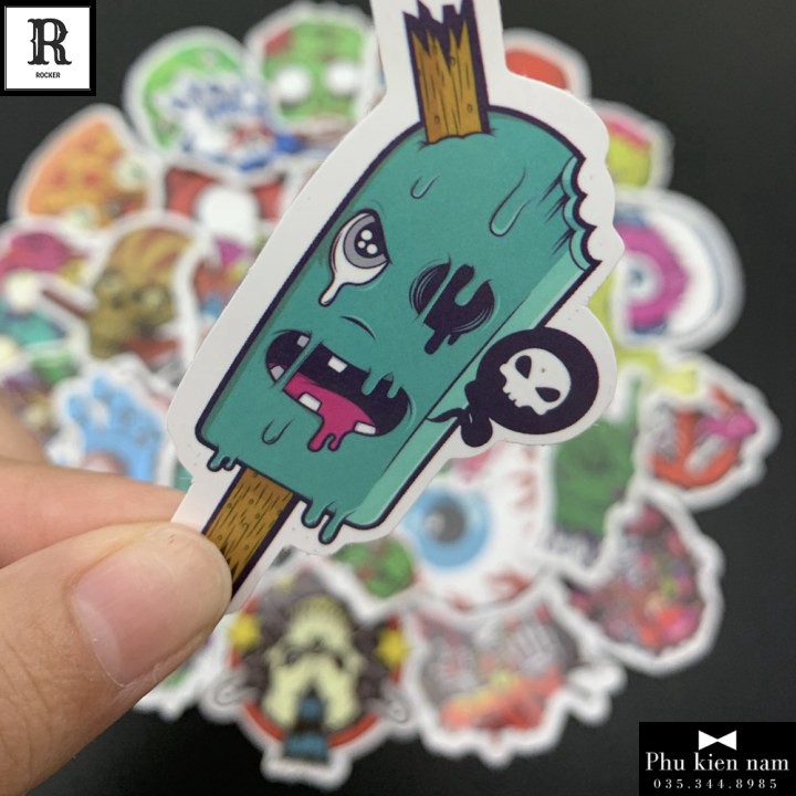 Sticker PVC Chống nước Hình dán Trang Trí Mũ Vali Laptop Điện thoại Xe Tường Zombie ST038