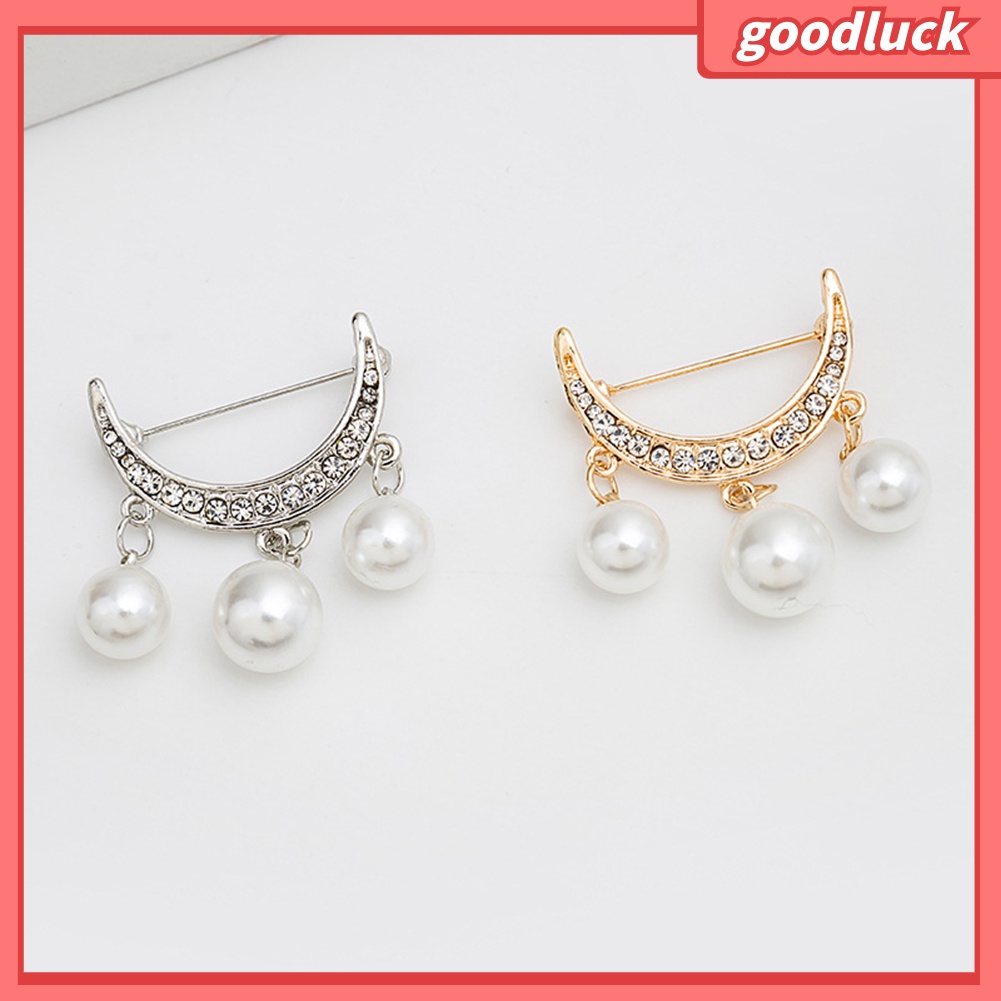 Set 2 Ghim Cài Áo Hình Bán Nguyệt Đính Ngọc Trai Giả Thời Trang Cho Nữ