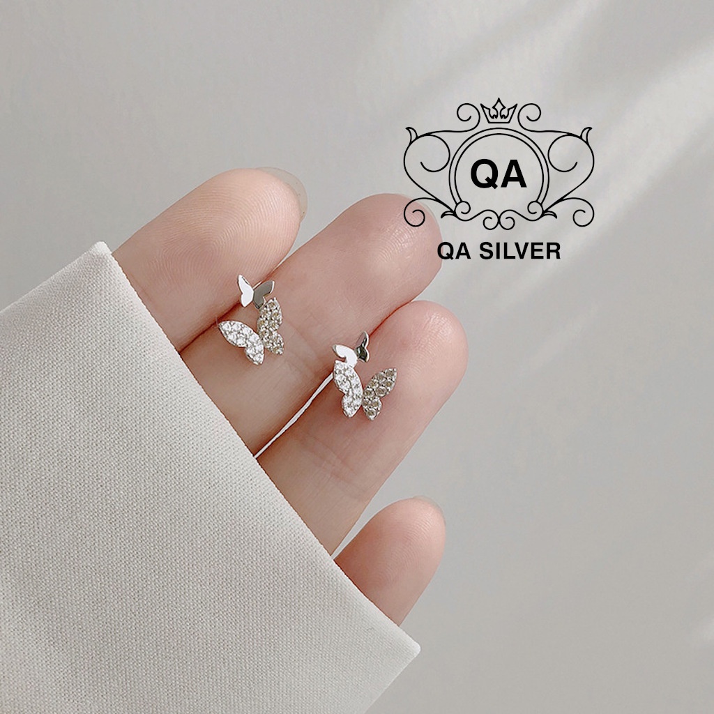 Bông tai bạc bướm đính đá khuyên tai hồ điệp S925 BUTTERFLY Silver Earrings QA SILVER EA190706