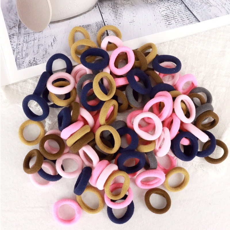 Set 100 Dây Buộc Tóc Co Giãn Nhiều Màu Sắc Cho Bé Gái