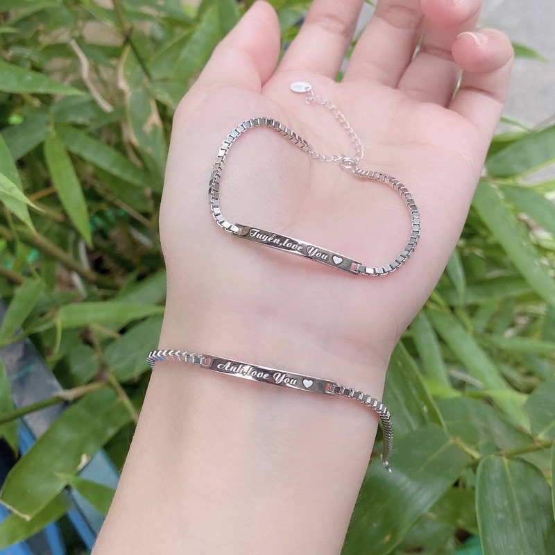 Lắc tay bạc ta khắc tên - Lắc tay đôi bạc ta khắc chữ - Vàng Bạc Khải Khải