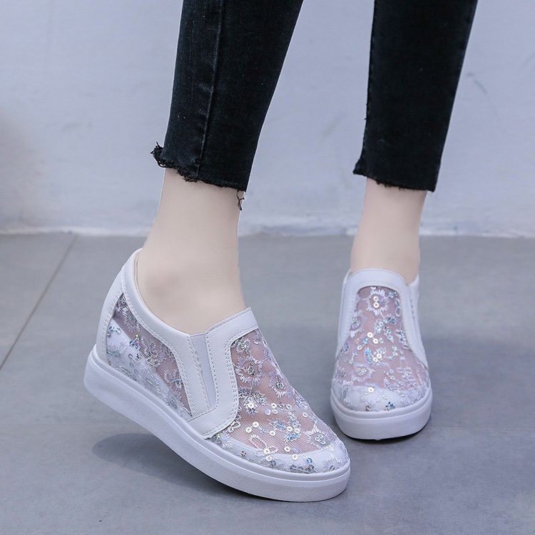 XẢ KHO (S99) Giầy nữ lưới kim tuyến độn đế 6 phân (mã 809)