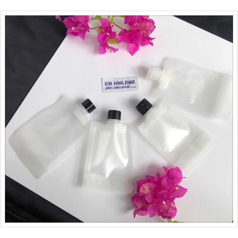 Túi Nhựa Trong mờ 100ml/ 50ml/ 30ml nắp vặn đen, nắp bật trong - Chai lọ túi chiết Mỹ phẩm / đựng dầu gội