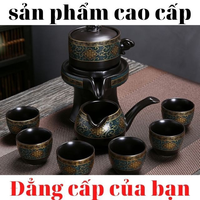 Bộ ấm chén pha trà đạo gốm sứ cao cấp cối xay, bộ ấm trà tử sa hoài cổ cao cấp -  Ấm chén loại 1