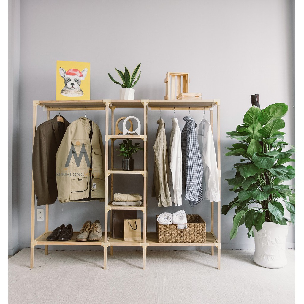 Tủ treo quần áo - tủ vải khung gỗ - minhlongwood - M17