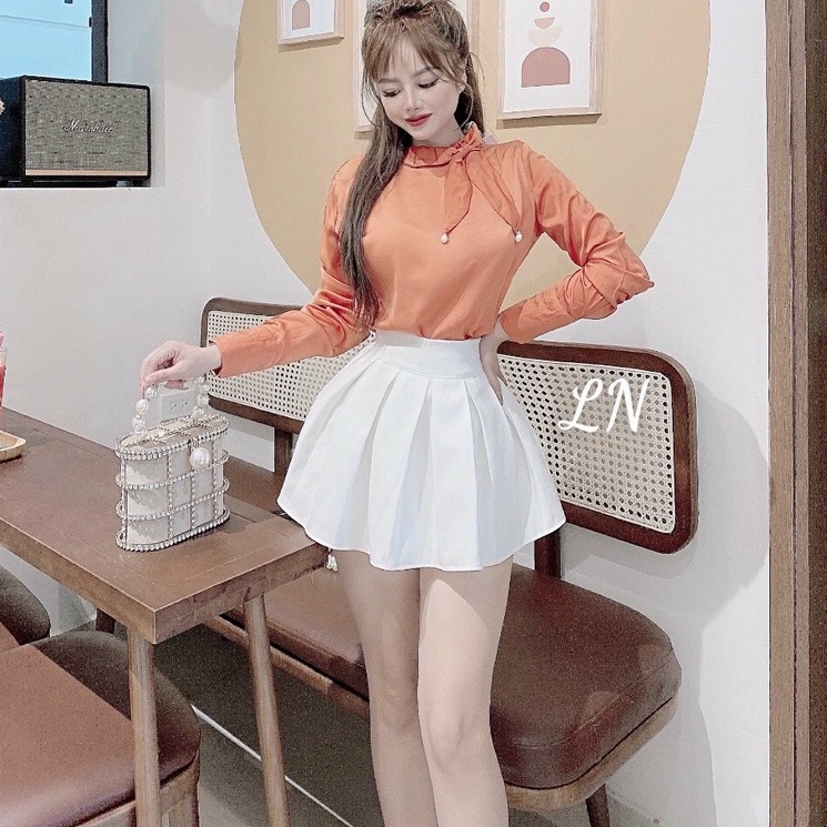 Áo sơ mi lụa công sở cổ ngọc nhiều màu