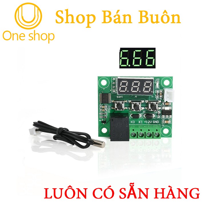 Combo Khống Chế Nhiệt Độ W1209+Nguồn 12v-2A+Quạt 12v-8x8x2,5Cm+Jack Nối Nguồn Cái