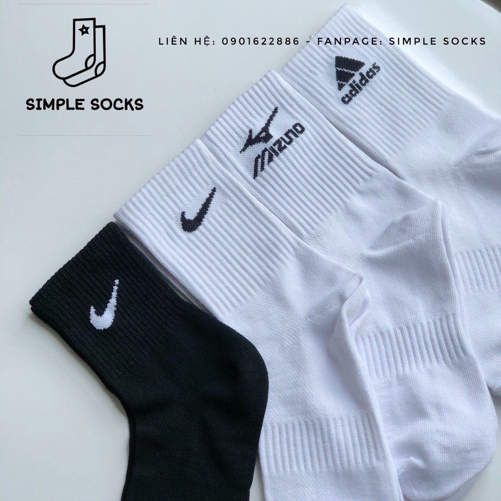 Vớ Cổ Cao Nike Adidas Mizuno Chất Dệt Kim Thời Trang Giá Rẻ 💖SIMPLE SOCKS💖 Tất Vớ Thể Thao Adidas Nike Thoáng Khí