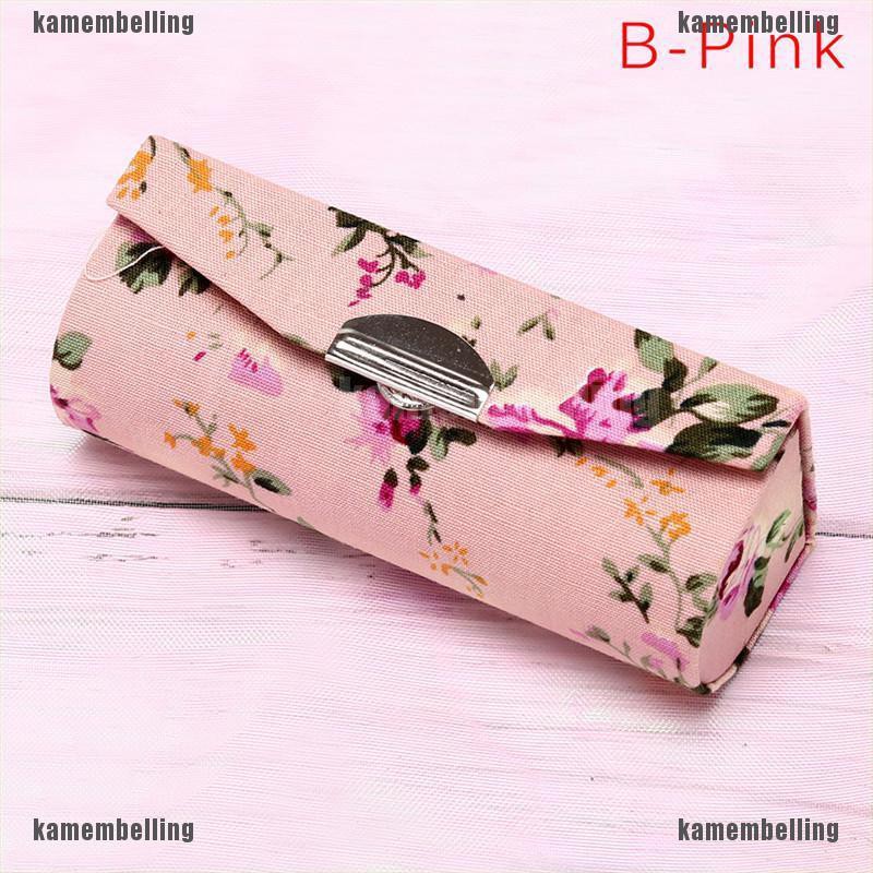 Hộp Đựng Son Môi Họa Tiết Thêu Hoa Kèm Gương Phong Cách Retro