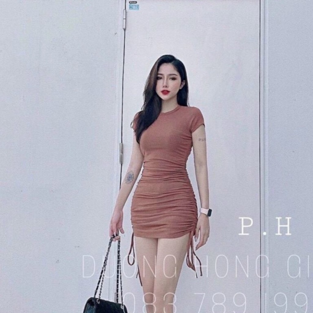 [Mã FAMARAL1 giảm 10K đơn 50K] Đầm Body Trơn Rút Dây GenY Váy Ôm Nhún Thân Chất Vải Thun Gân Mềm Mịn | BigBuy360 - bigbuy360.vn