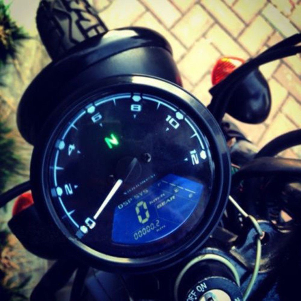 Đồng hồ đo tốc độ điện tử màn hình LCD hiển thị cho xe máy 12000m kèm phụ kiện