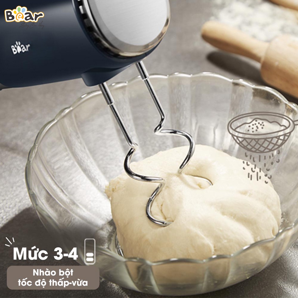 Máy Đánh Trứng Mini, Máy Đánh Kem, Trộn Bột Bear HM-B01V1, Đánh Kem Trứng, Trộn Bột Đa Năng, Bảo Hành 18 Tháng