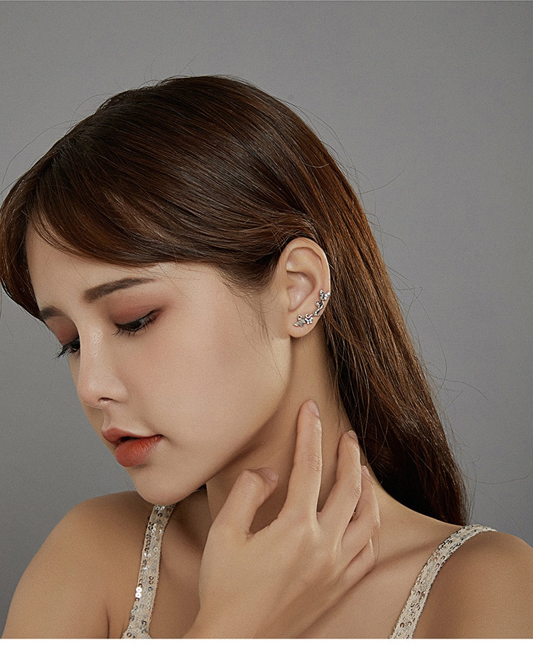 Bông tai xỏ Bamoer SCE961 Brinco 2020 Bijoux bằng bạc 925 hình mèo và bướm cho nữ