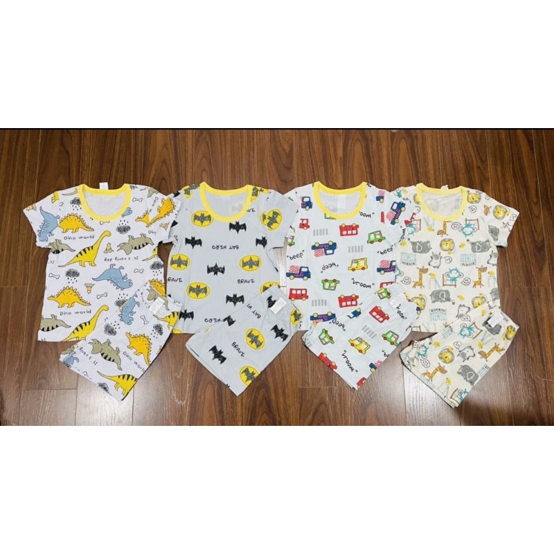 [12kg~24kg] Bộ cộc tay mặc nhà cotton nhiều hình dễ thương vải xuất Hàn cho bé trai bé gái