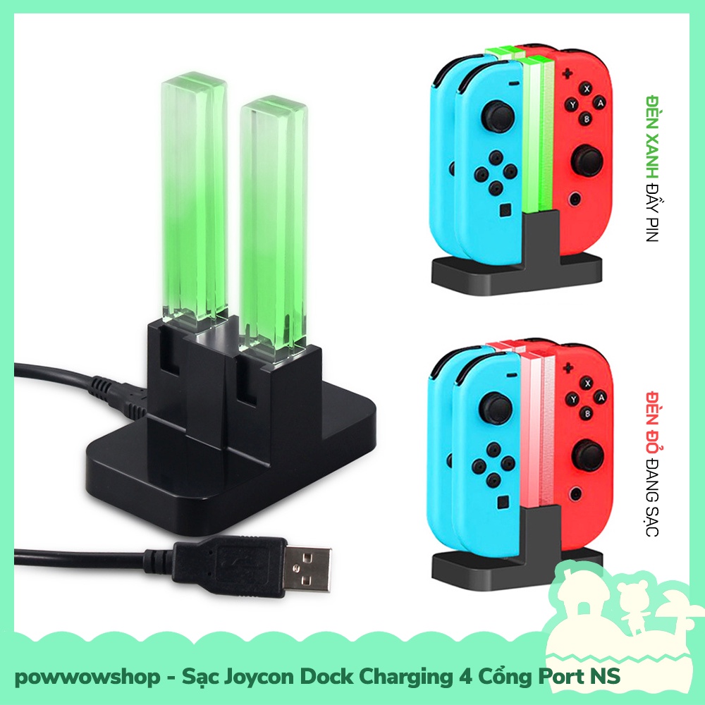 [Sẵn VN - Hỏa Tốc] Phụ Kiện Sạc Joycon Dock Station Charging 4 Cổng Port Cho Joycon Của Máy Game Nintendo Switch / Oled