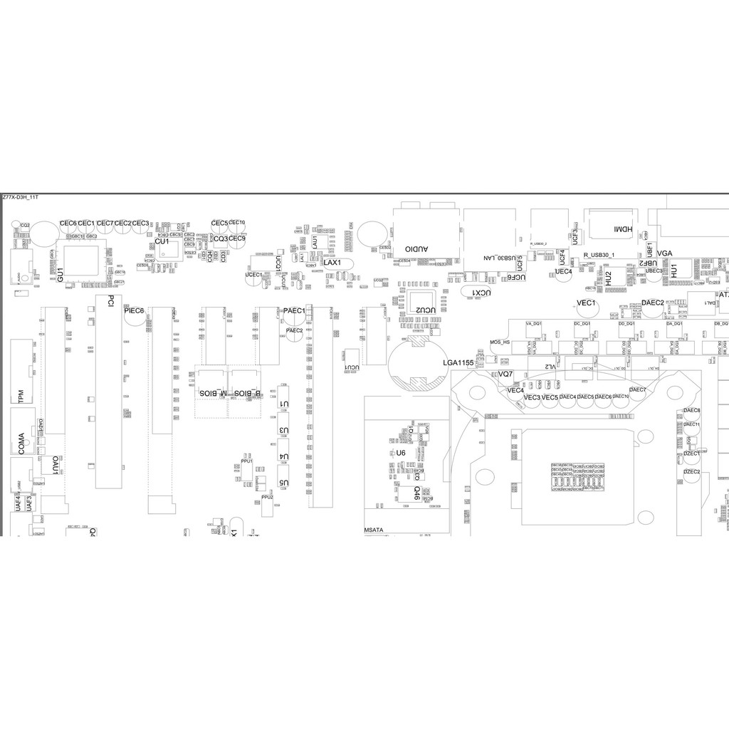 [Mã ELORDER5 giảm 10k đơn 20k] Sơ đồ mạch BOARDVIEW cho thợ sửa chữa máy tính mã board GA-Z77X-D3H rev 1.1 GA Z77 X D3H