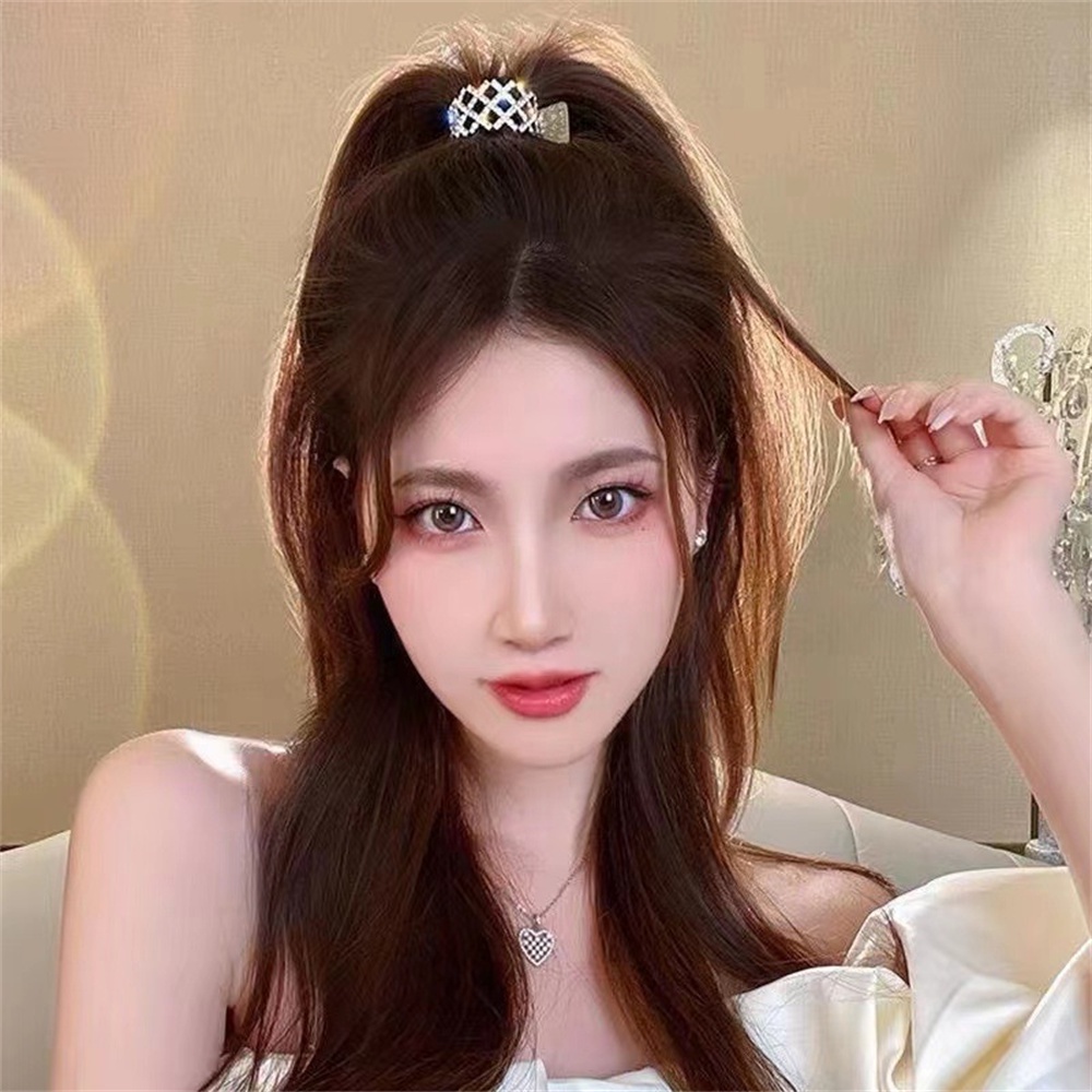Kẹp Tóc Kim Loại Cố Định Tóc Đuôi Ngựa Đính Đá